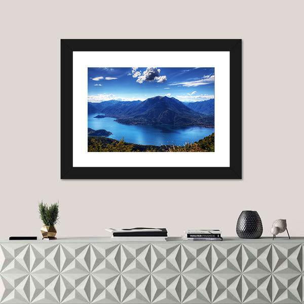 Como Lake With Lugano Lake Canvas Wall Art-5 Horizontal-Gallery Wrap-22" x 12"-Tiaracle