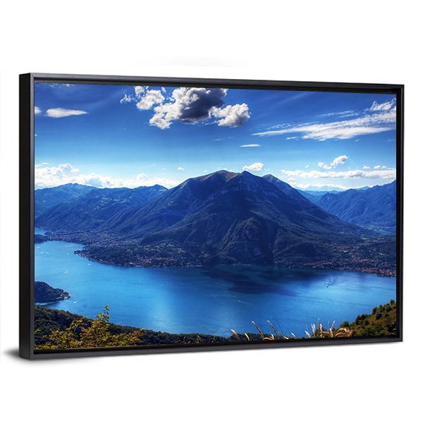Como Lake With Lugano Lake Canvas Wall Art-5 Horizontal-Gallery Wrap-22" x 12"-Tiaracle