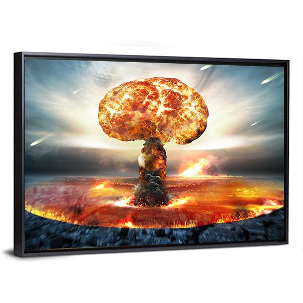 Danger Of Nuclear War Canvas Wall Art-3 Horizontal-Gallery Wrap-25" x 16"-Tiaracle