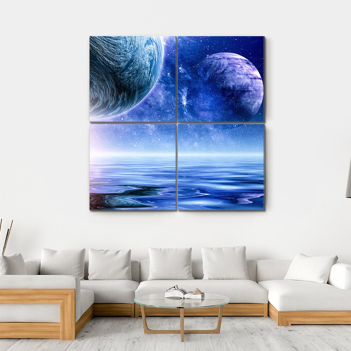 Deep Blue Space Canvas Wall Art-4 Square-Gallery Wrap-17" x 17"-Tiaracle