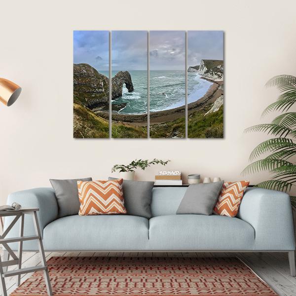 Durdle Door Beach Canvas Wall Art-4 Horizontal-Gallery Wrap-34" x 24"-Tiaracle