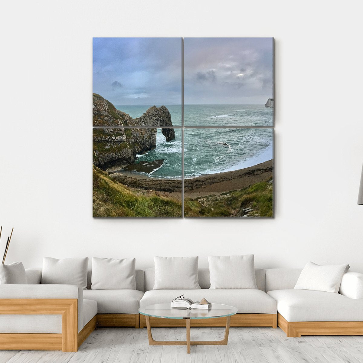 Durdle Door Beach Canvas Wall Art-4 Square-Gallery Wrap-17" x 17"-Tiaracle