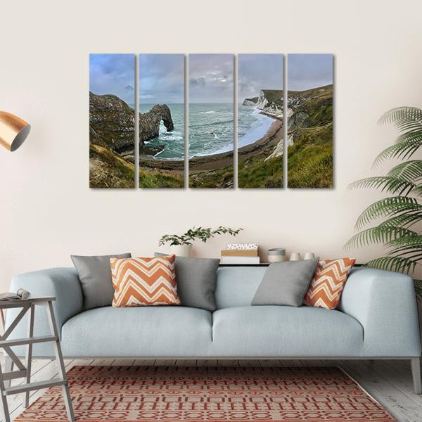 Durdle Door Beach Canvas Wall Art-5 Horizontal-Gallery Wrap-22" x 12"-Tiaracle