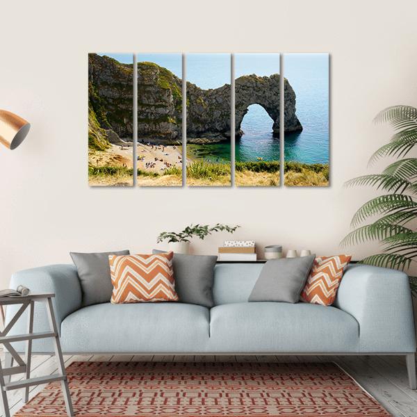 Durdle Door Dorset In Jurassic Coast UK Canvas Wall Art-5 Horizontal-Gallery Wrap-22" x 12"-Tiaracle