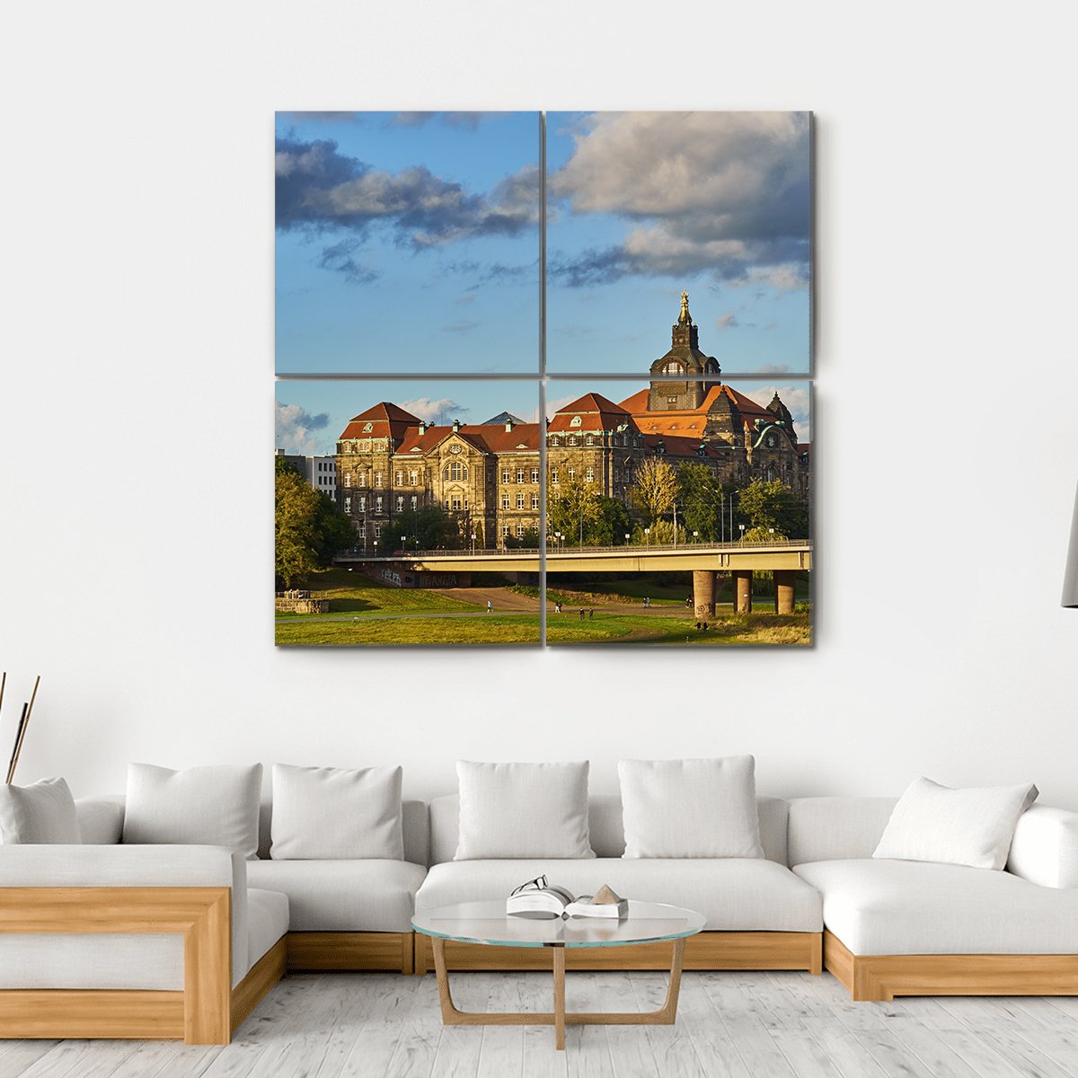 Elegant Baroque City Dresden Canvas Wall Art-4 Square-Gallery Wrap-17" x 17"-Tiaracle