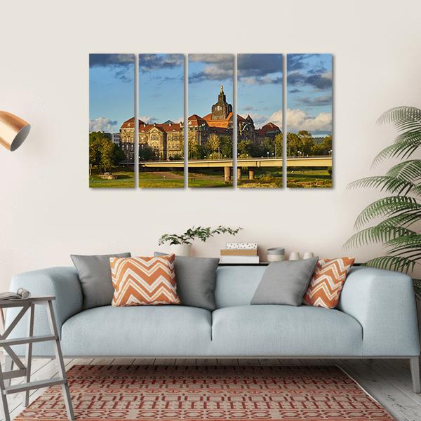 Elegant Baroque City Dresden Canvas Wall Art-5 Horizontal-Gallery Wrap-22" x 12"-Tiaracle