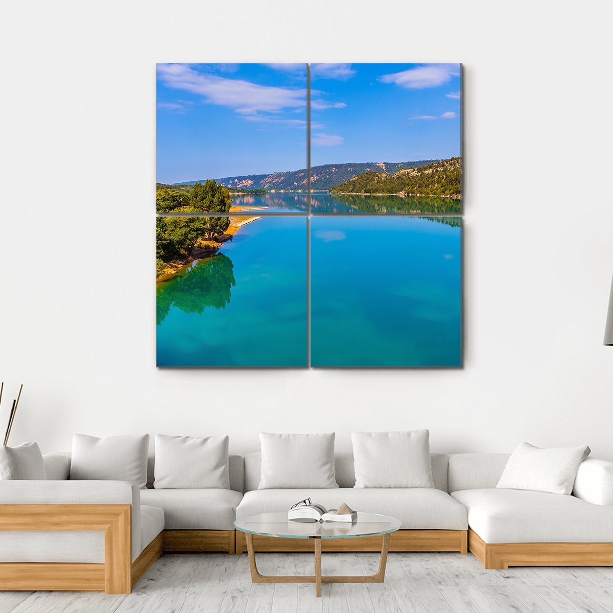 Emerald Green Water Of Lake Sainte Canvas Wall Art-4 Square-Gallery Wrap-17" x 17"-Tiaracle