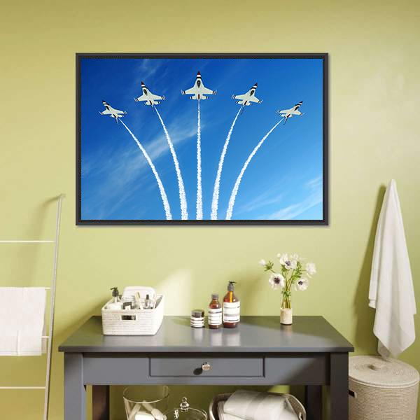 Fighter Jets Demonstration Canvas Wall Art-3 Horizontal-Gallery Wrap-25" x 16"-Tiaracle