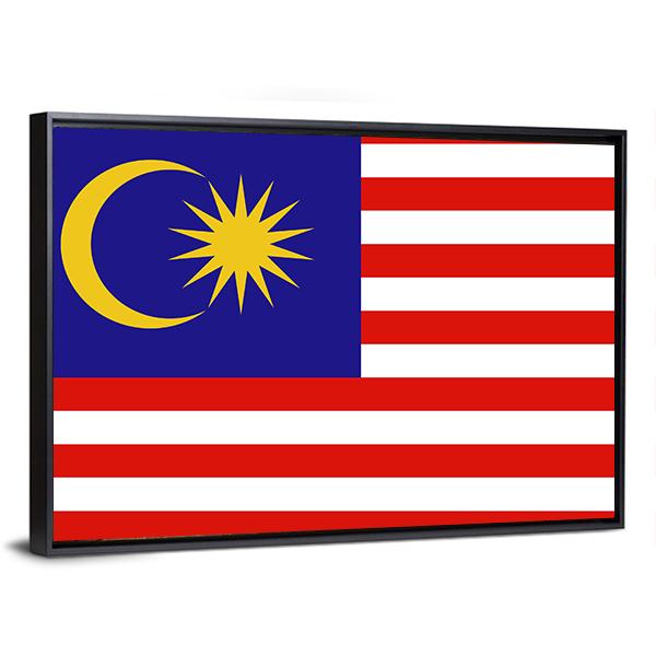 Flag Of Malaysia Canvas Wall Art-1 Piece-Floating Frame-24" x 16"-Tiaracle