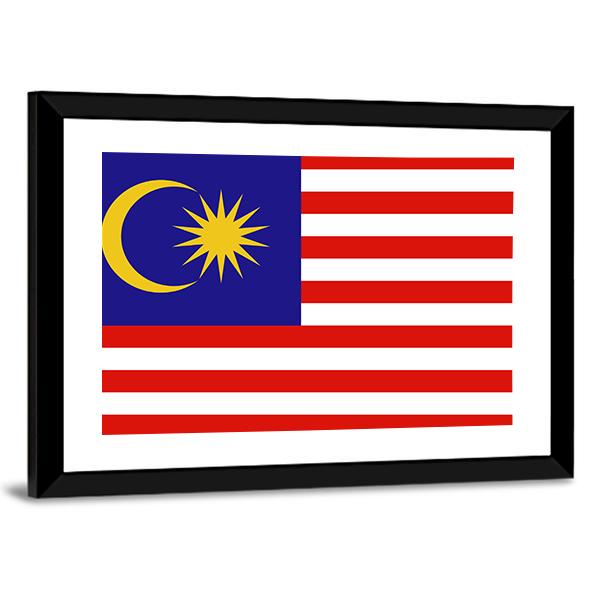 Flag Of Malaysia Canvas Wall Art-1 Piece-Framed Print-20" x 16"-Tiaracle