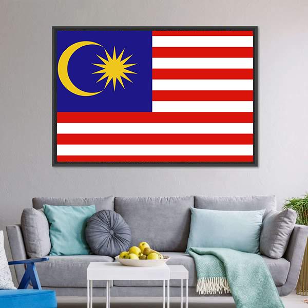 Flag Of Malaysia Canvas Wall Art-5 Horizontal-Gallery Wrap-22" x 12"-Tiaracle