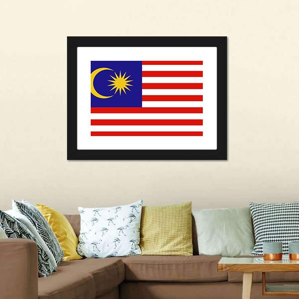 Flag Of Malaysia Canvas Wall Art-5 Horizontal-Gallery Wrap-22" x 12"-Tiaracle