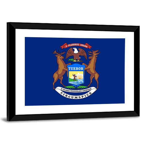 Flag Of Michigan Canvas Wall Art-3 Horizontal-Gallery Wrap-25" x 16"-Tiaracle