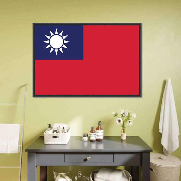 Flag Of Taiwan Canvas Wall Art-5 Horizontal-Gallery Wrap-22" x 12"-Tiaracle