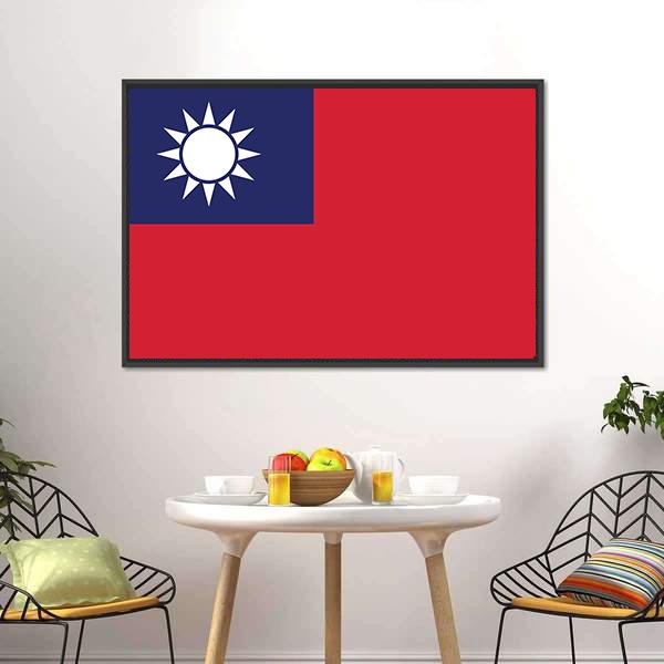 Flag Of Taiwan Canvas Wall Art-5 Horizontal-Gallery Wrap-22" x 12"-Tiaracle