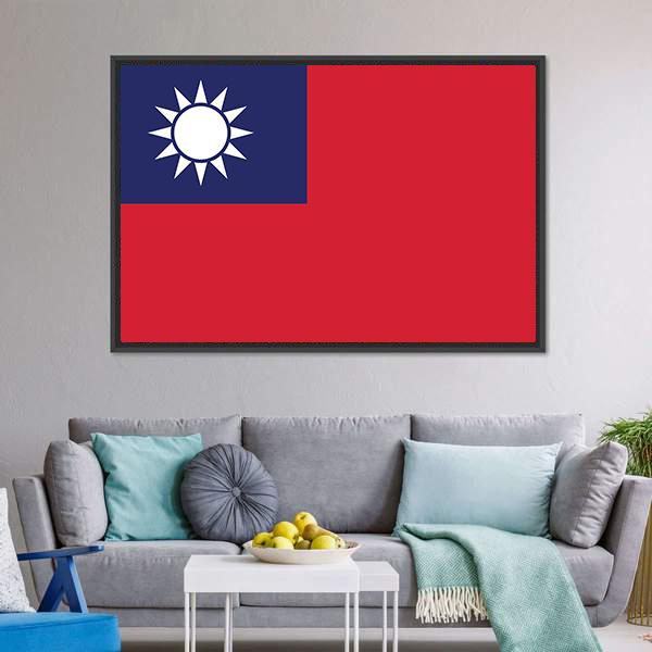 Flag Of Taiwan Canvas Wall Art-5 Horizontal-Gallery Wrap-22" x 12"-Tiaracle