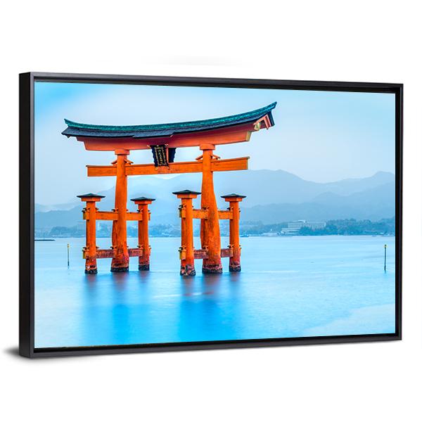 Floating Torii Gate Japan Canvas Wall Art-3 Horizontal-Gallery Wrap-25" x 16"-Tiaracle