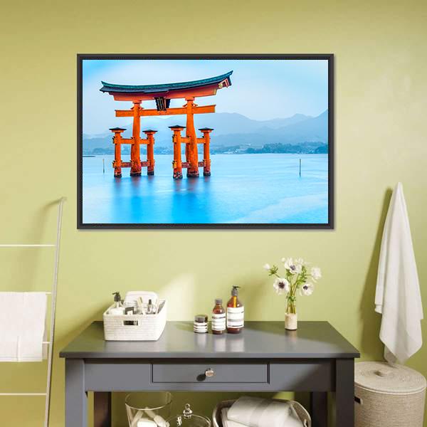 Floating Torii Gate Japan Canvas Wall Art-3 Horizontal-Gallery Wrap-25" x 16"-Tiaracle