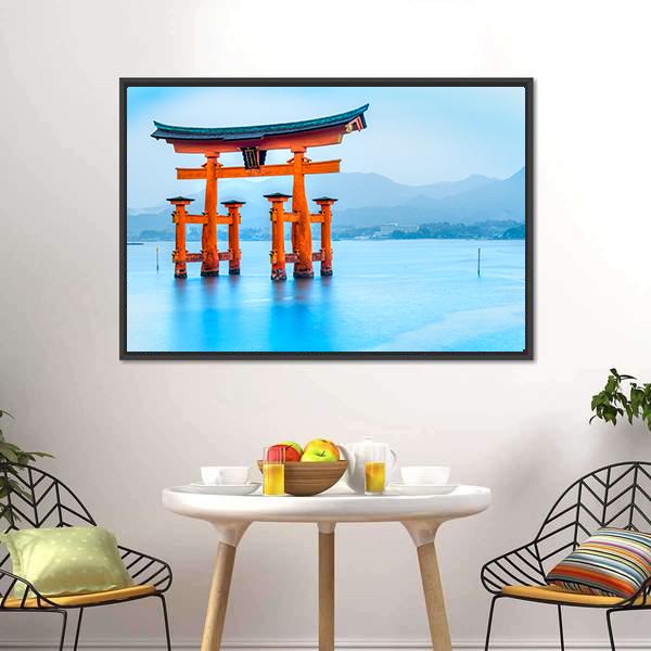 Floating Torii Gate Japan Canvas Wall Art-3 Horizontal-Gallery Wrap-25" x 16"-Tiaracle