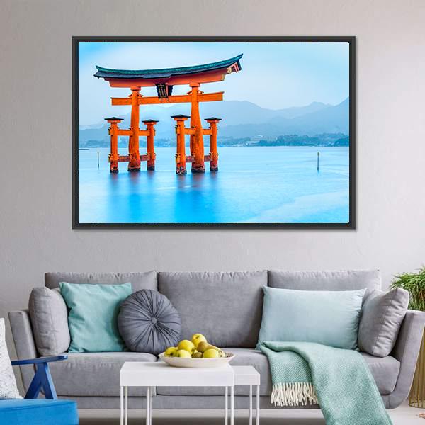 Floating Torii Gate Japan Canvas Wall Art-3 Horizontal-Gallery Wrap-25" x 16"-Tiaracle