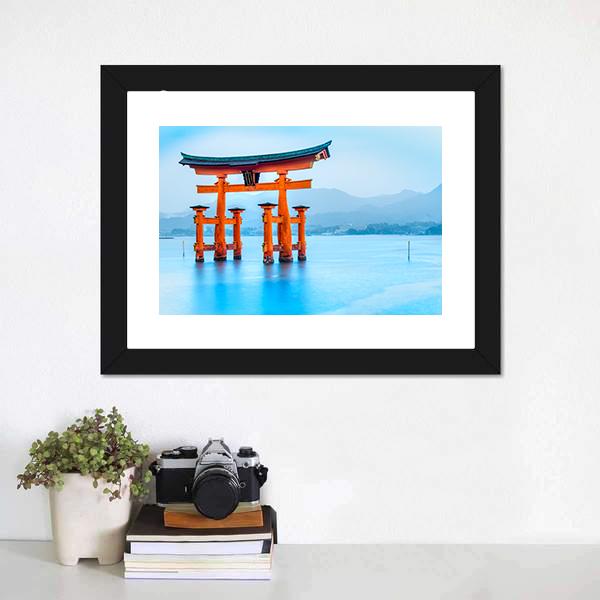 Floating Torii Gate Japan Canvas Wall Art-3 Horizontal-Gallery Wrap-25" x 16"-Tiaracle