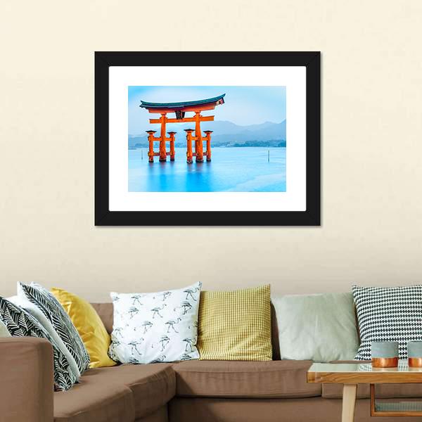 Floating Torii Gate Japan Canvas Wall Art-3 Horizontal-Gallery Wrap-25" x 16"-Tiaracle