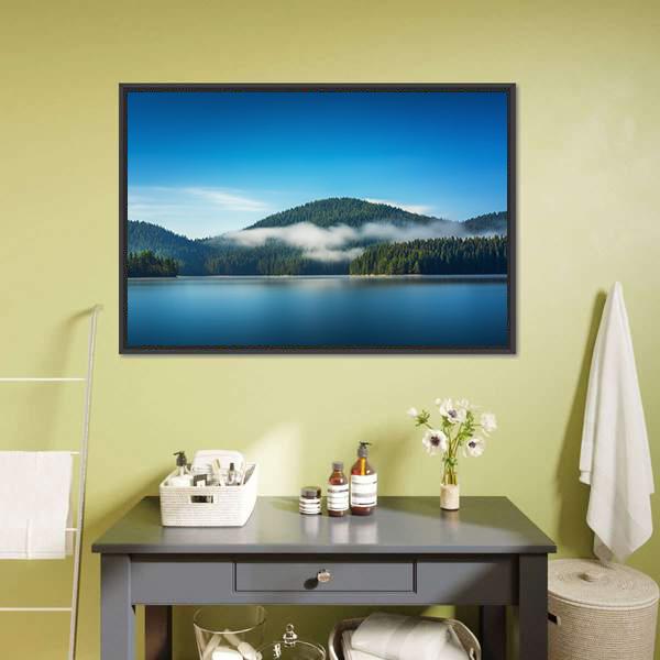 Foggy Lake Canvas Wall Art-3 Horizontal-Gallery Wrap-25" x 16"-Tiaracle