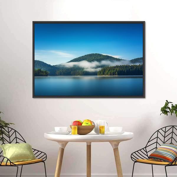 Foggy Lake Canvas Wall Art-3 Horizontal-Gallery Wrap-25" x 16"-Tiaracle