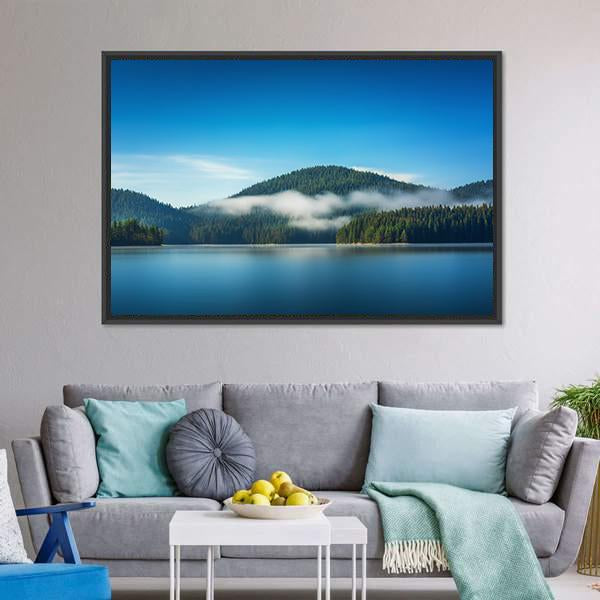 Foggy Lake Canvas Wall Art-3 Horizontal-Gallery Wrap-25" x 16"-Tiaracle