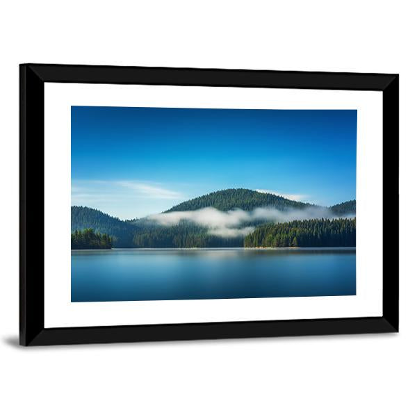 Foggy Lake Canvas Wall Art-3 Horizontal-Gallery Wrap-25" x 16"-Tiaracle