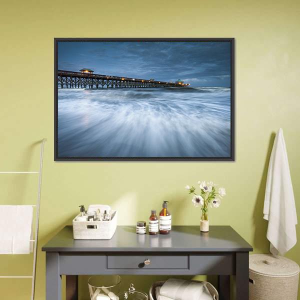 Folly Beach Pier Charleston Canvas Wall Art-3 Horizontal-Gallery Wrap-25" x 16"-Tiaracle