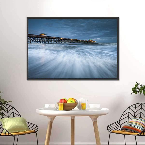 Folly Beach Pier Charleston Canvas Wall Art-3 Horizontal-Gallery Wrap-25" x 16"-Tiaracle