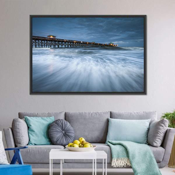 Folly Beach Pier Charleston Canvas Wall Art-3 Horizontal-Gallery Wrap-25" x 16"-Tiaracle