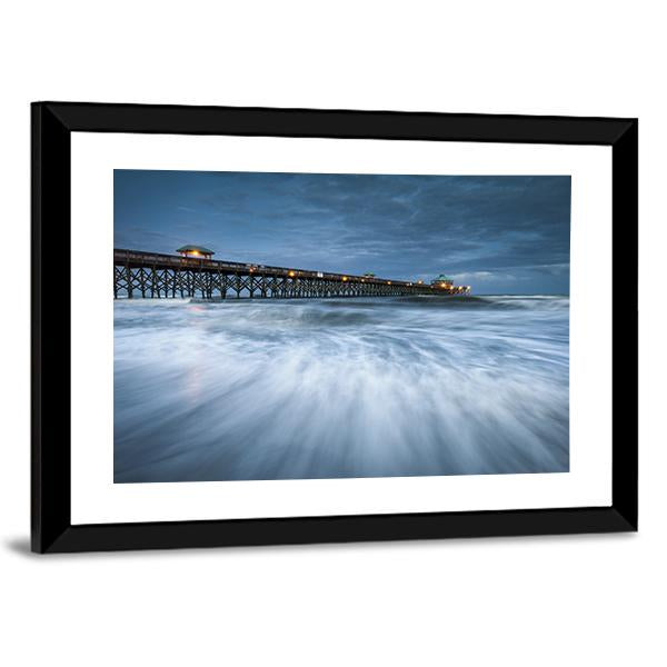 Folly Beach Pier Charleston Canvas Wall Art-3 Horizontal-Gallery Wrap-25" x 16"-Tiaracle