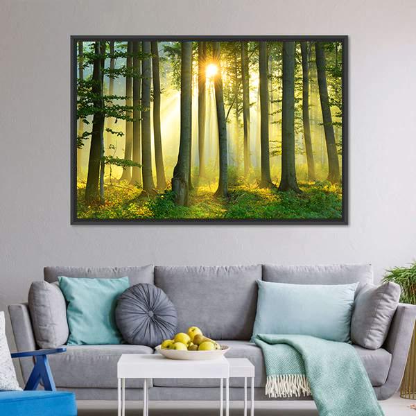 Forest Morning Canvas Wall Art-3 Horizontal-Gallery Wrap-25&quot; x 16&quot;-Tiaracle
