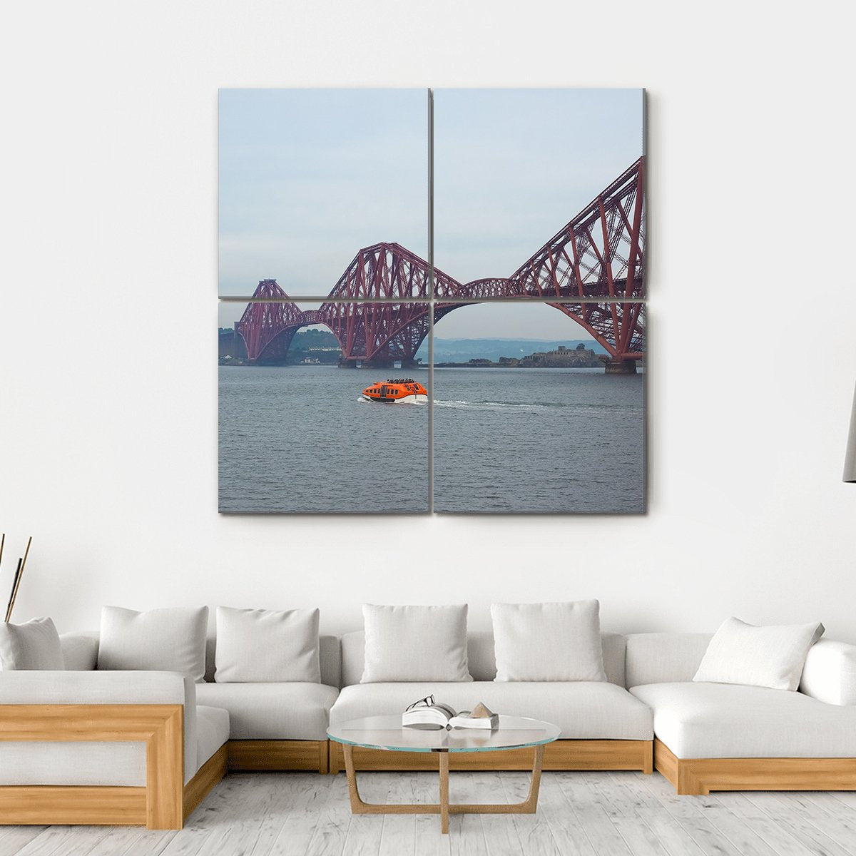 Forth Bridge UK Canvas Wall Art-4 Square-Gallery Wrap-17" x 17"-Tiaracle