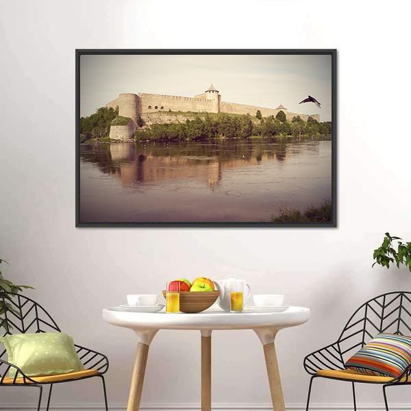 Fortress In Ivangorod Canvas Wall Art-1 Piece-Floating Frame-24" x 16"-Tiaracle
