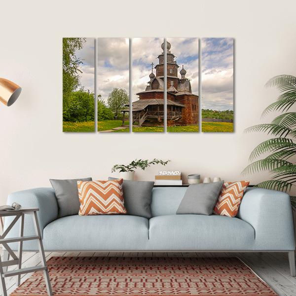 Fully Wooden Church Canvas Wall Art-5 Horizontal-Gallery Wrap-22" x 12"-Tiaracle