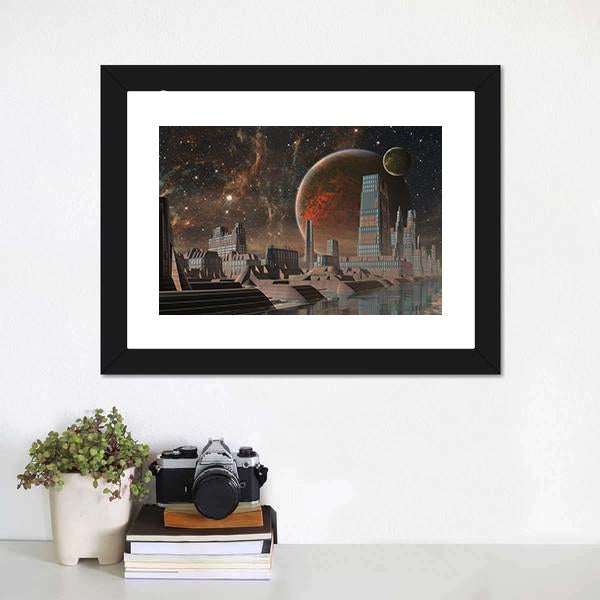 Futuristic Alien City Canvas Wall Art-3 Horizontal-Gallery Wrap-25" x 16"-Tiaracle