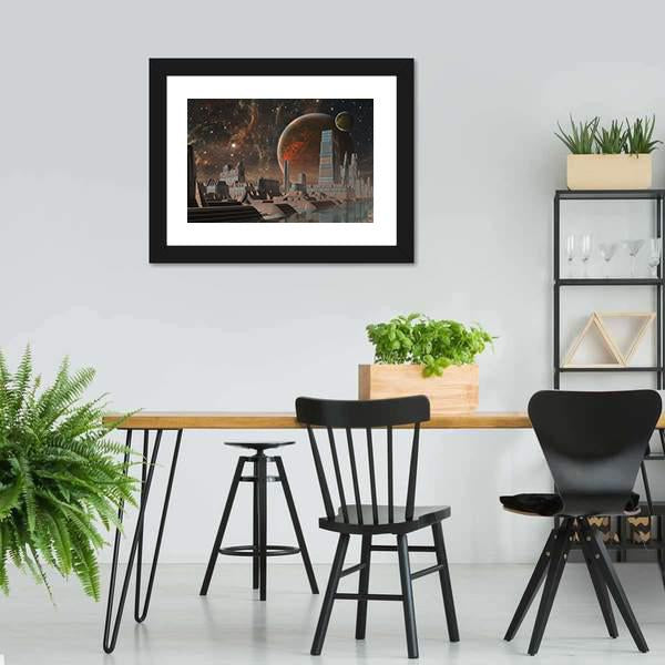 Futuristic Alien City Canvas Wall Art-3 Horizontal-Gallery Wrap-25" x 16"-Tiaracle