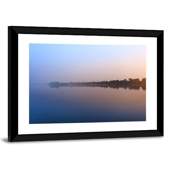 Ganga River Morning Canvas Wall Art-3 Horizontal-Gallery Wrap-25" x 16"-Tiaracle