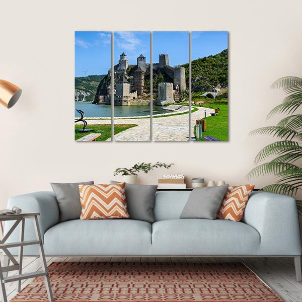Golubac Fortress Serbia Canvas Wall Art-4 Horizontal-Gallery Wrap-34" x 24"-Tiaracle
