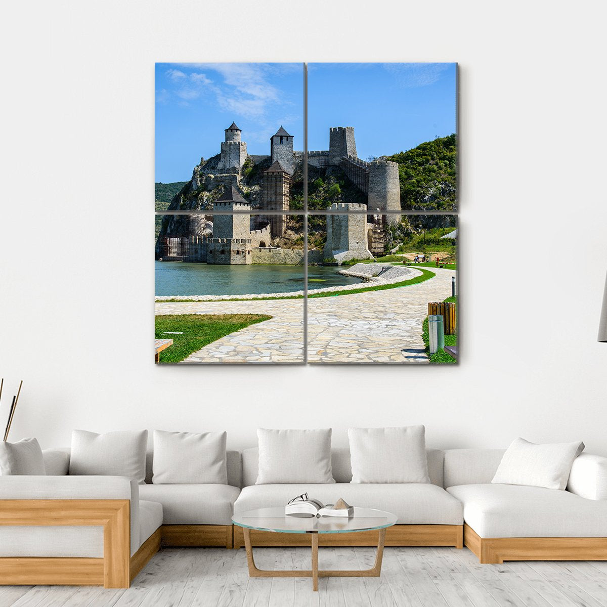 Golubac Fortress Serbia Canvas Wall Art-4 Square-Gallery Wrap-17" x 17"-Tiaracle