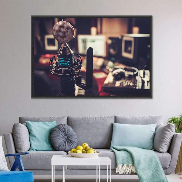 HD Microphone Canvas Wall Art-3 Horizontal-Gallery Wrap-25" x 16"-Tiaracle