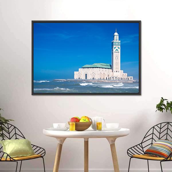 Hassan II Mosque Canvas Wall Art-3 Horizontal-Gallery Wrap-25" x 16"-Tiaracle