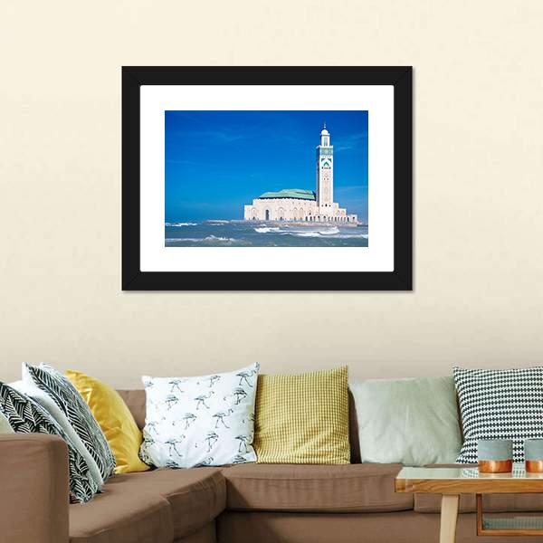 Hassan II Mosque Canvas Wall Art-3 Horizontal-Gallery Wrap-25" x 16"-Tiaracle