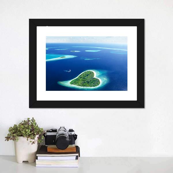 Heart Shaped Island Canvas Wall Art-3 Horizontal-Gallery Wrap-25" x 16"-Tiaracle