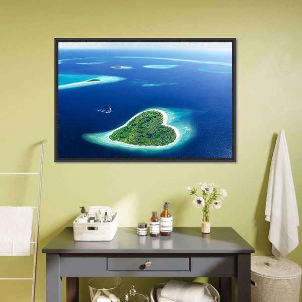 Heart Shaped Island Canvas Wall Art-3 Horizontal-Gallery Wrap-25" x 16"-Tiaracle