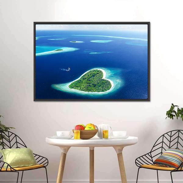 Heart Shaped Island Canvas Wall Art-3 Horizontal-Gallery Wrap-25" x 16"-Tiaracle