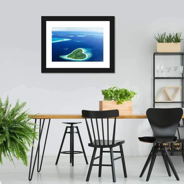 Heart Shaped Island Canvas Wall Art-5 Horizontal-Gallery Wrap-22" x 12"-Tiaracle